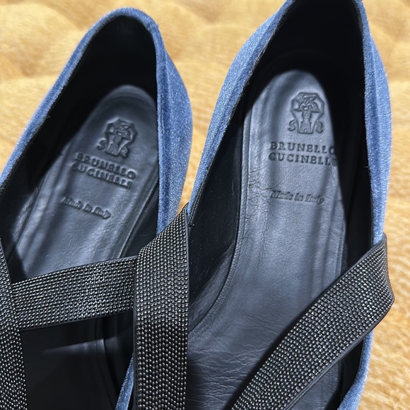 Brunello Cucinelli Blue Velvet Flats - Size 38 (US size 8) - Picture 7 of 12